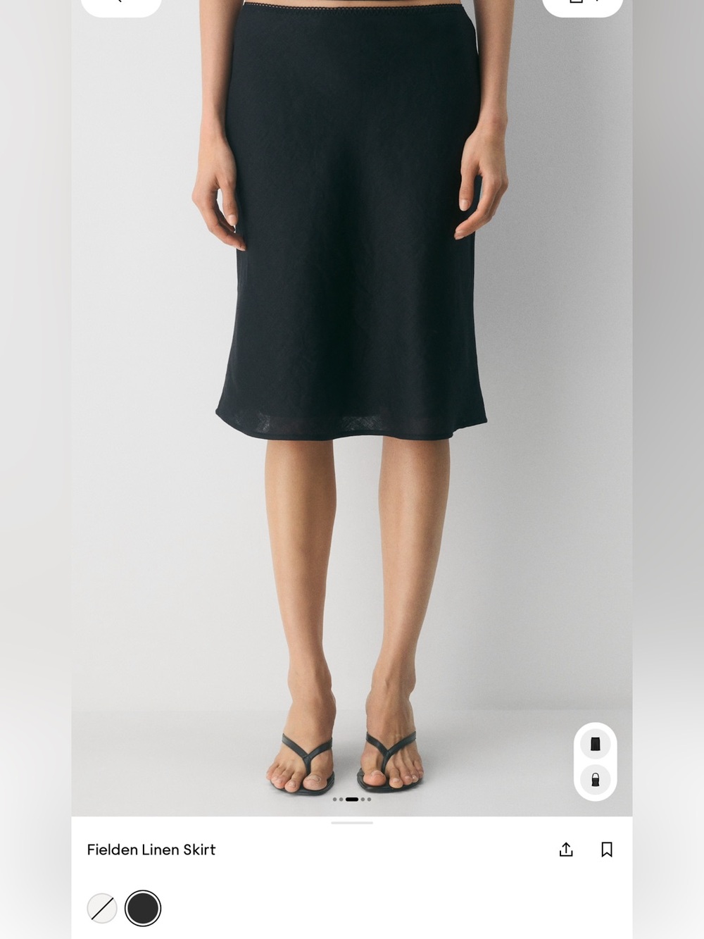 Aritzia Fielden Black Linen Midi Skirt